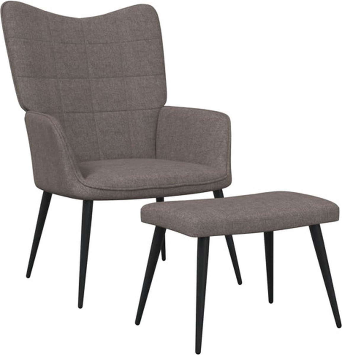 vidaXL Relaxstoel - met - voetenbank - stof - taupe