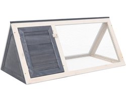 vidaXL - Konijnenhok - hout - grijs