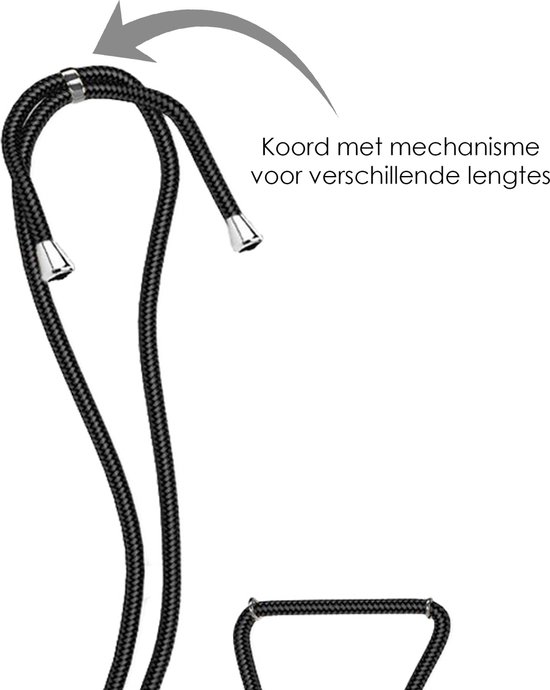 Zwart koord met mechanisme voor verschillende lengtes.