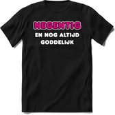 90 Jaar Goddelijk - Feest kado T-Shirt Heren / Dames - Wit / Roze - Perfect Verjaardag Cadeau Shirt - grappige Spreuken, Zinnen en Teksten. Maat 3XL