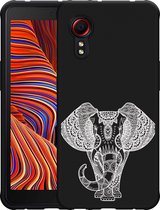 Galaxy Xcover 5 Hoesje Zwart Elephant Mandala White - Designed by Cazy