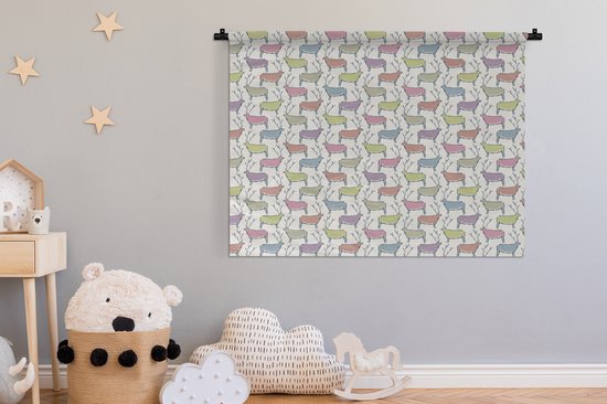 Wandkleed - Wanddoek - Patronen - Hert - Beige - 120x90 cm - Wandtapijt