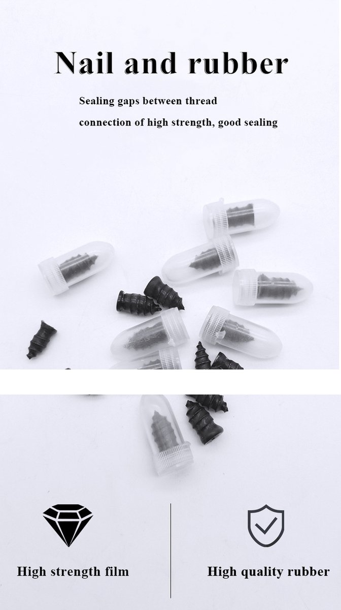 Auto en fietsband Banden reparatieset auto motor scooter scootmobiel 4 stuks - bandenplakset - proppenset - auto accessories thumbnail 4