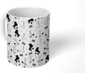 Mok - Koffiemok - Skeelers - Patronen - Zwart Wit - Mokken - 350 ML - Beker - Koffiemokken - Theemok