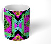 Mok - Koffiemok - Neon - Panterprint - Goud - Barok - Patronen - Mokken - 350 ML - Beker - Koffiemokken - Theemok