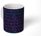 Mok - Koffiemok - Patronen - Vintage - Paars - Mokken - 350 ML - Beker - Koffiemokken - Theemok