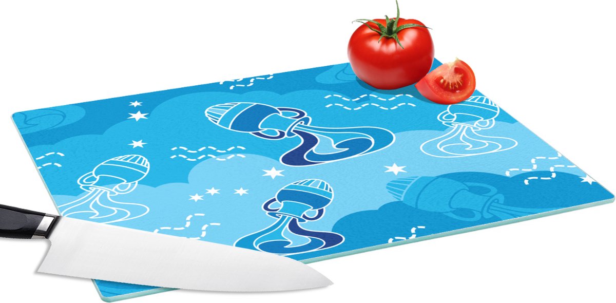 Glazen Snijplank - 39x28 - Aquarius - Design - Zodiac - Snijplanken Glas