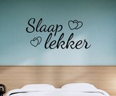 Stickerheld - Muursticker Slaap lekker - Slaapkamer - Droom zacht - Hartjes - Nederlandse Teksten - Mat Zwart - 55x115.1cm