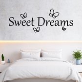 Stickerheld - Muursticker Sweet dreams - Slaapkamer - Droom zacht - Lekker slapen - Engelse Teksten - Mat Zwart - 55x148cm