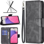 Samsung Galaxy A33 Hoesje - MobyDefend Wallet Book Case Met Koord - Zwart - GSM Hoesje - Telefoonhoesje Geschikt Voor: Samsung Galaxy A33