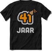 41 Jaar Feest kado T-Shirt Heren / Dames - Perfect Verjaardag Cadeau Shirt - Goud / Zilver - Maat 4XL