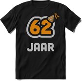 62 Jaar Feest kado T-Shirt Heren / Dames - Perfect Verjaardag Cadeau Shirt - Goud / Zilver - Maat L