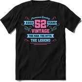 52 Jaar Legend - Feest kado T-Shirt Heren / Dames - Licht Blauw / Licht Roze - Perfect Verjaardag Cadeau Shirt - grappige Spreuken, Zinnen en Teksten. Maat 3XL