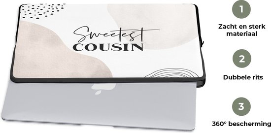 Housse ordinateur 15,6 pouces - Citation - Famille - Marron - Cousin - Housse ordinateur - Dimensions intérieures 39,5x29,5 cm - Dos noir