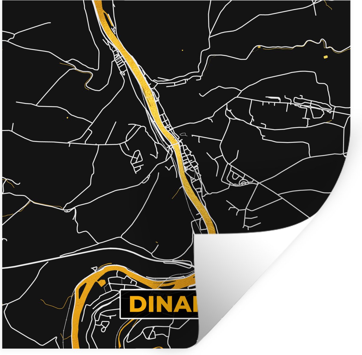 Muurstickers - Sticker Folie - Stadskaart - Dinant - Gold - Kaart - Plattegrond - 30x30 cm