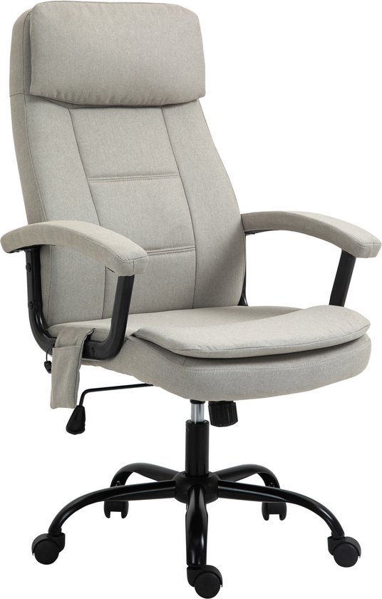 Chaise de bureau Vinsetto Massage , chaise pivotante, chaise de jeu, réglable en hauteur, toucher lin 921-308