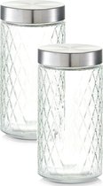 2x Verres de conservation en verre / bocaux de stockage 1500 ml vérifié 11 x 22 cm - Zeller - Ustensiles de cuisine - Bocaux de stockage / bocaux de stockage - Stockage / stockage des Consservation alimentaire