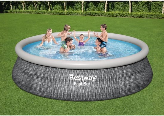 Bestway - Fast Set - Opblaasbaar zwembad inclusief filterpomp en  zwembadtrap - 457x107... | bol.com