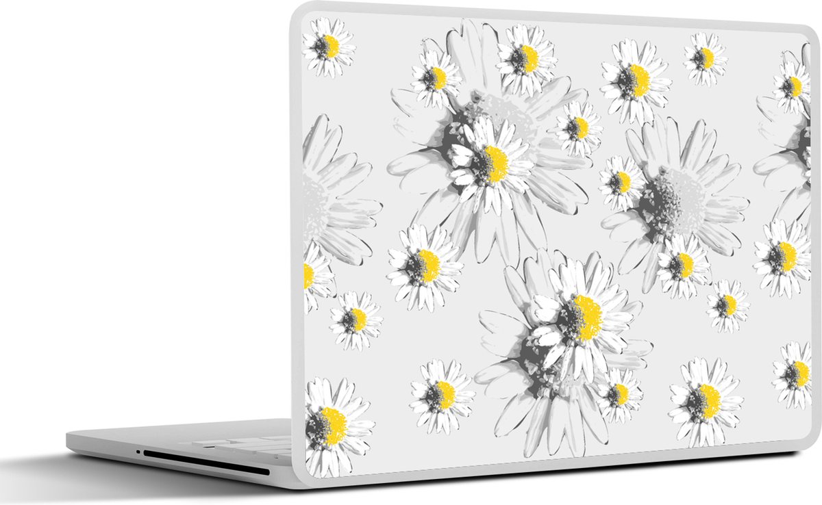Laptop sticker - 15.6 inch - Madelief - Kamille - Bloemen - Patronen - 36x27,5cm - Laptopstickers - Laptop skin - Cover