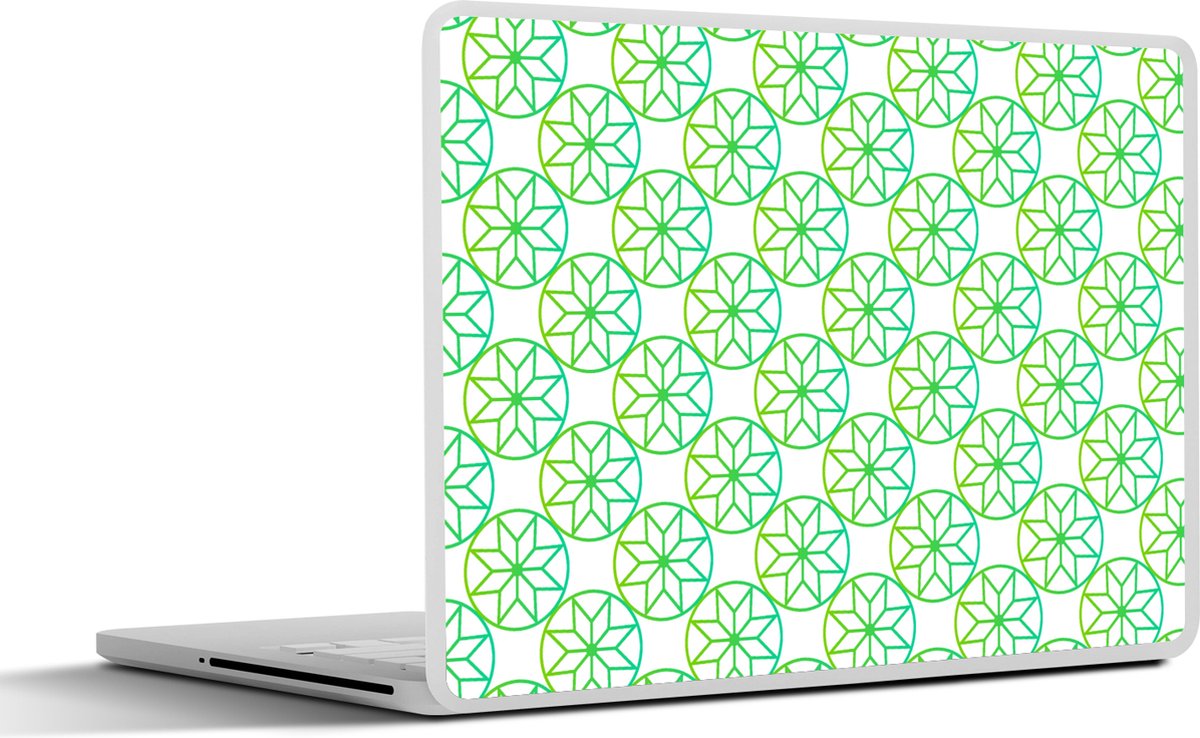 Laptop sticker - 15.6 inch - Groen - Sterren - Patronen - Cirkel - 36x27,5cm - Laptopstickers - Laptop skin - Cover