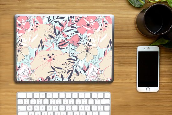 Autocollant pour ordinateur portable - 14 pouces - Vintage - Bloem - Rose - Motifs - 32x5x23x5cm - Autocollants pour ordinateur portable - Peau pour ordinateur portable - Couverture