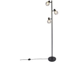 QAZQA mesh – Moderne Vloerlamp | Staande Lamp – 3 lichts – H 150 cm – Zwart – Woonkamer | Slaapkamer | Keuken