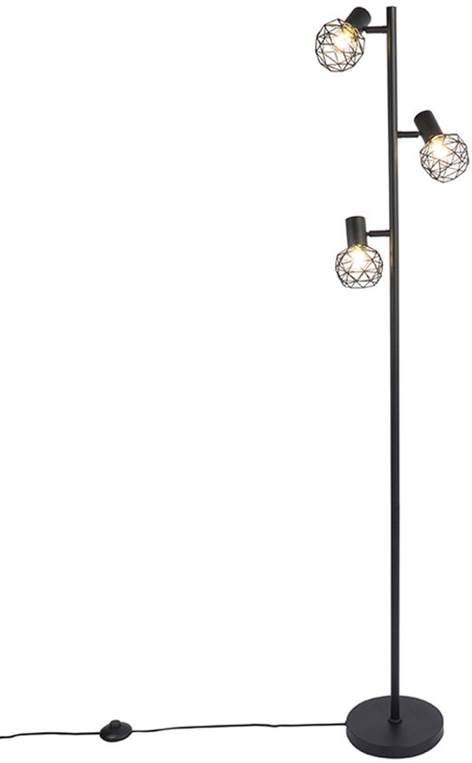 QAZQA mesh - QAZQA - 3 lumières - H 150 cm - Zwart