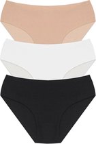 Bamboe Damesslips - Lage Taille Slips - 3 stuks - Beige - Wit - Zwart - Maat M - Antibacterieel - Hoge Kwaliteit