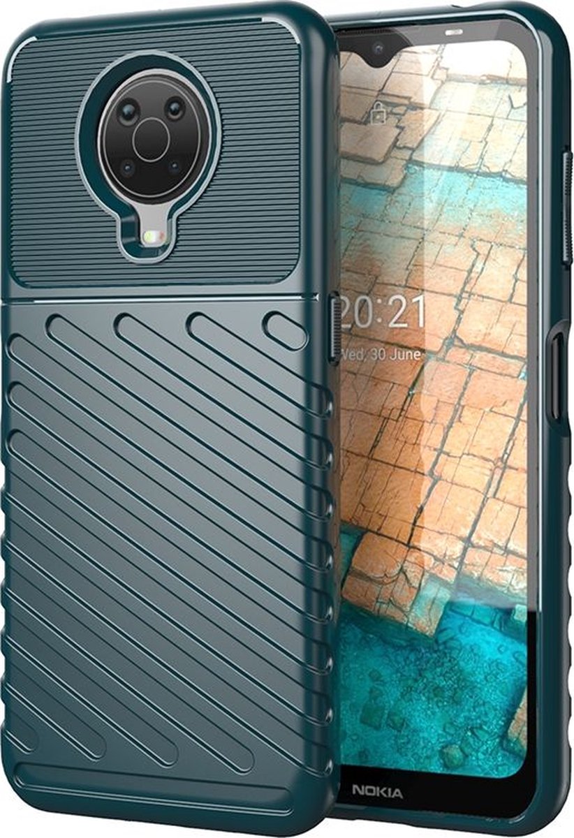 Mobigear Hoesje geschikt voor Nokia G20 Telefoonhoesje Flexibel TPU | Mobigear Groove Backcover | G20 Case | Back Cover - Groen