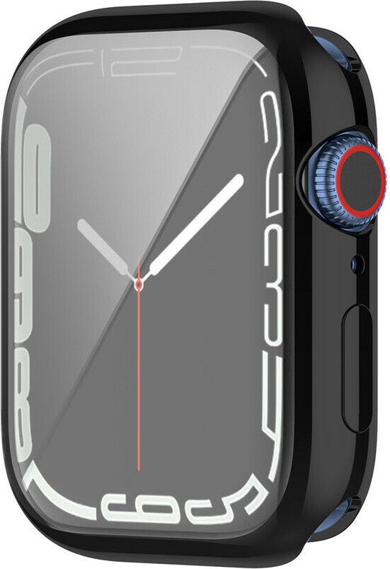 Strap-it TPU hoesje voor bescherming - Geschikt voor Apple Watch 45mm - Hoesje geschikt voor Apple Watch Series 7 / 8 / 9 Case - Zwart - iWatch cover voor maat 45mm