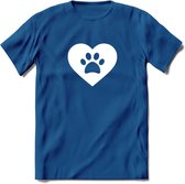 Cat Love Paw - Katten T-Shirt Kleding Cadeau | Dames - Heren - Unisex | Kat / Dieren shirt | Grappig Verjaardag kado | Tshirt Met Print | - Donker Blauw - L