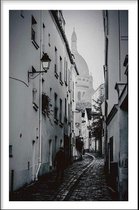 Walljar - Montmarte Street - Zwart wit poster