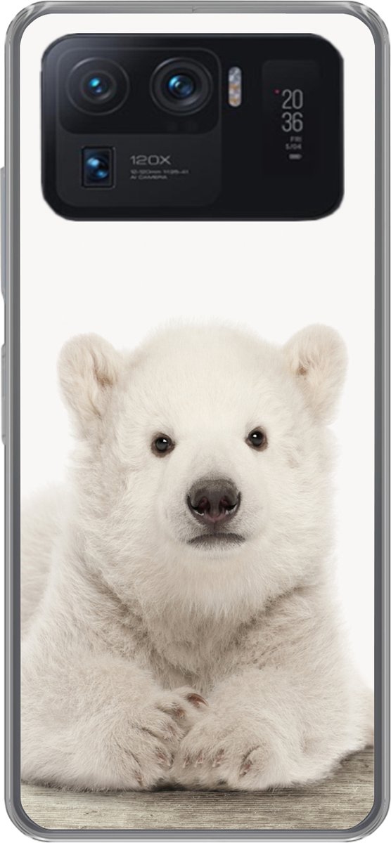 Xiaomi Mi 11 Ultra hoesje - IJsbeer jong - Baby ijsbeertje - Kinderen - Jongens - Meisjes - Kids - Siliconen Telefoonhoesje