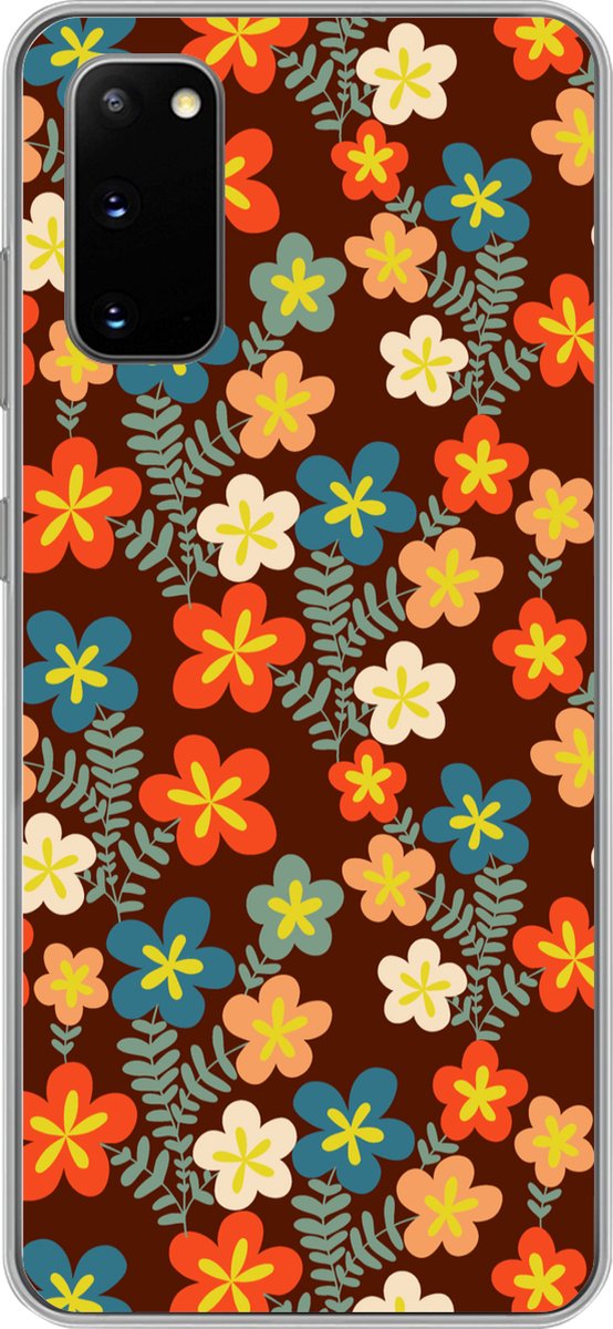 Telefoonhoesje Geschikt voor Samsung Galaxy S20 hoesje - Retro - Patronen - Bloemen - Jaren 70 - Siliconen Telefoonhoesje Telefoonhoesje