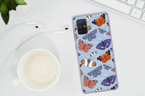 Coque Samsung Galaxy A51 - Filles - Papillon - Oranje - Motifs - Fille - Kids - Enfants - Meiden - Coque de téléphone en Siliconen