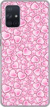 Telefoonhoesje Geschikt voor Samsung Galaxy A51 hoesje - Meiden - Hartjes - Roze - Patronen - Girl - Kindje - Kinderen - Siliconen Telefoonhoesje