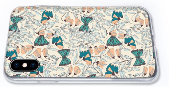 Coque iPhone Xs - Filles - Papillon - Fleurs - Motifs - Coque en Siliconen pour téléphone -