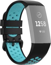 Mobigear Watch bandje geschikt voor Fitbit Charge 3 Bandje Flexibel Siliconen Gespsluiting | Mobigear Active - Zwart / Turquoise