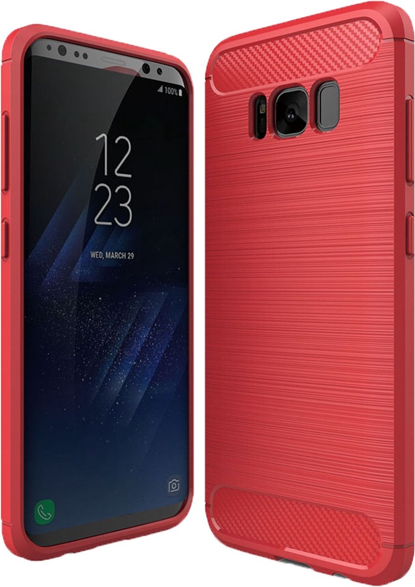 Mobigear Hoesje geschikt voor Samsung Galaxy S8 Telefoonhoesje Flexibel TPU | Mobigear Brushed Slim Backcover | Galaxy S8 Case | Back Cover - Rood