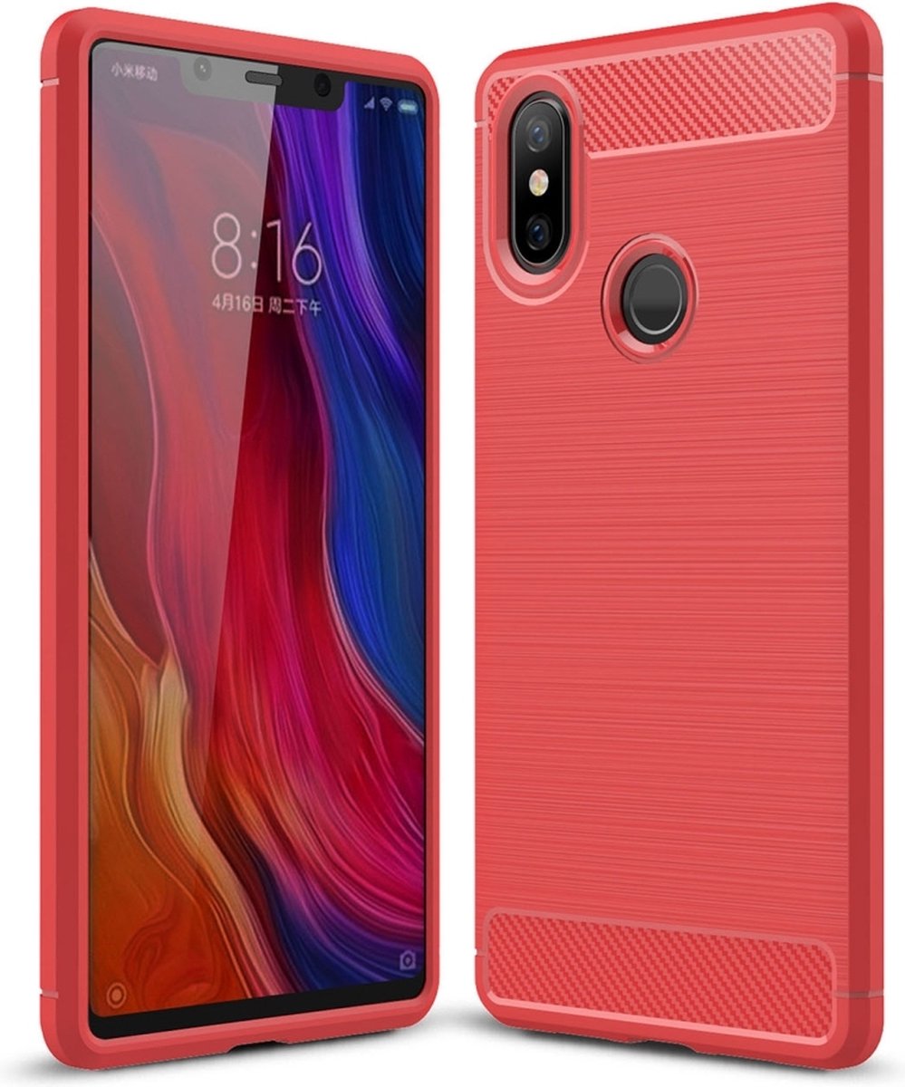Mobigear Hoesje geschikt voor Xiaomi Mi 8 SE Telefoonhoesje Flexibel TPU | Mobigear Brushed Slim Backcover | Mi 8 SE Case | Back Cover - Rood
