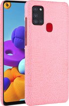 Mobigear Hoesje geschikt voor Samsung Galaxy A21s Telefoonhoesje | Mobigear Croco Backcover | Galaxy A21s Case | Back Cover - Roze