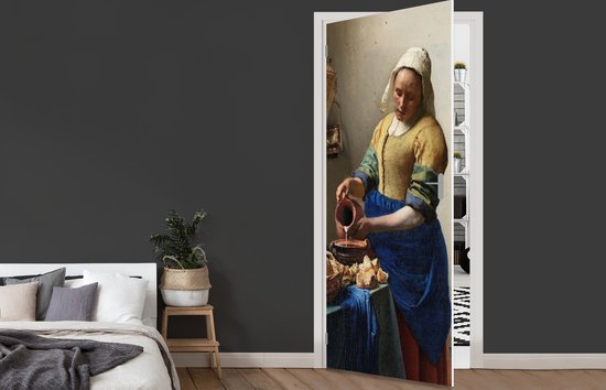 Het melkmeisje - Schilderij van Johannes Vermeer Deursticker | bol.com