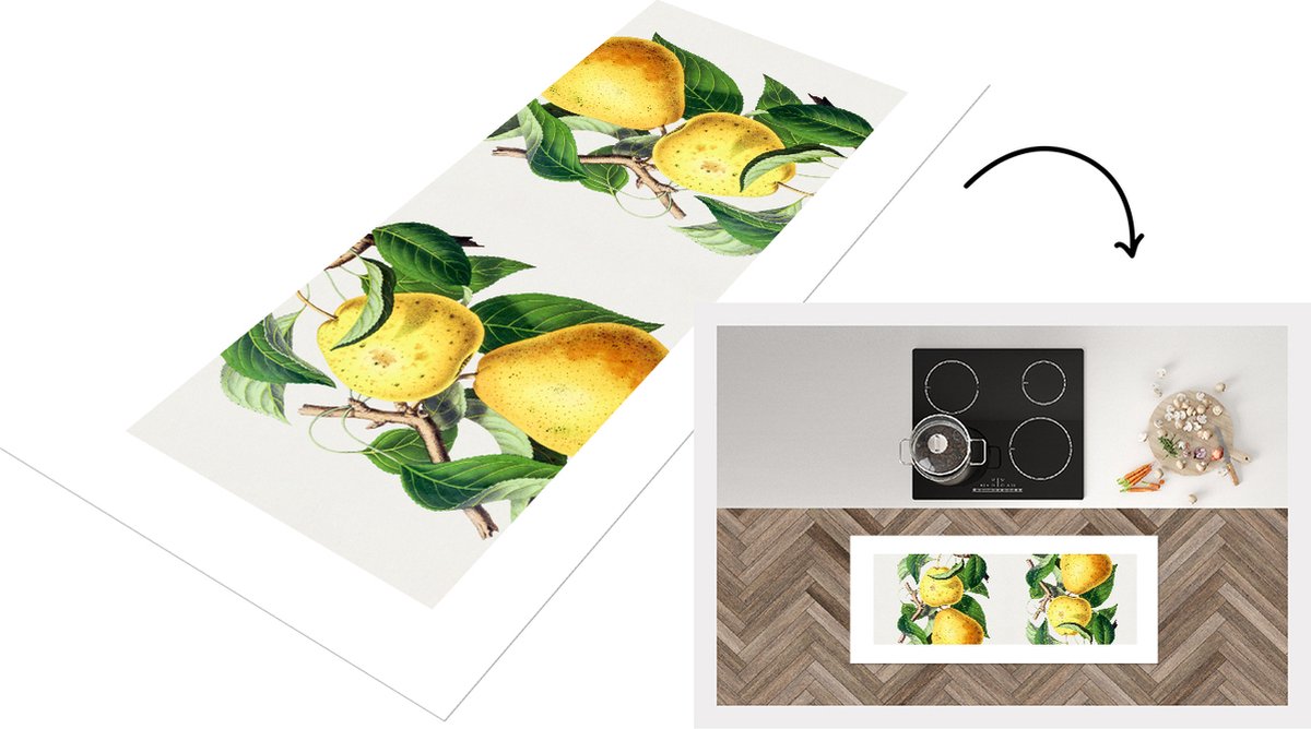 KitchenYeah Keukenloper - Loper keuken - Peren - Fruit - Eten - 120x50 cm - Keukenloper vinyl Multicolor