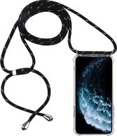 Mobigear Lanyard - Telefoonhoesje geschikt voor Apple iPhone 11 Pro Max Flexibel TPU Hoesje met koord - Transparant / Zwart