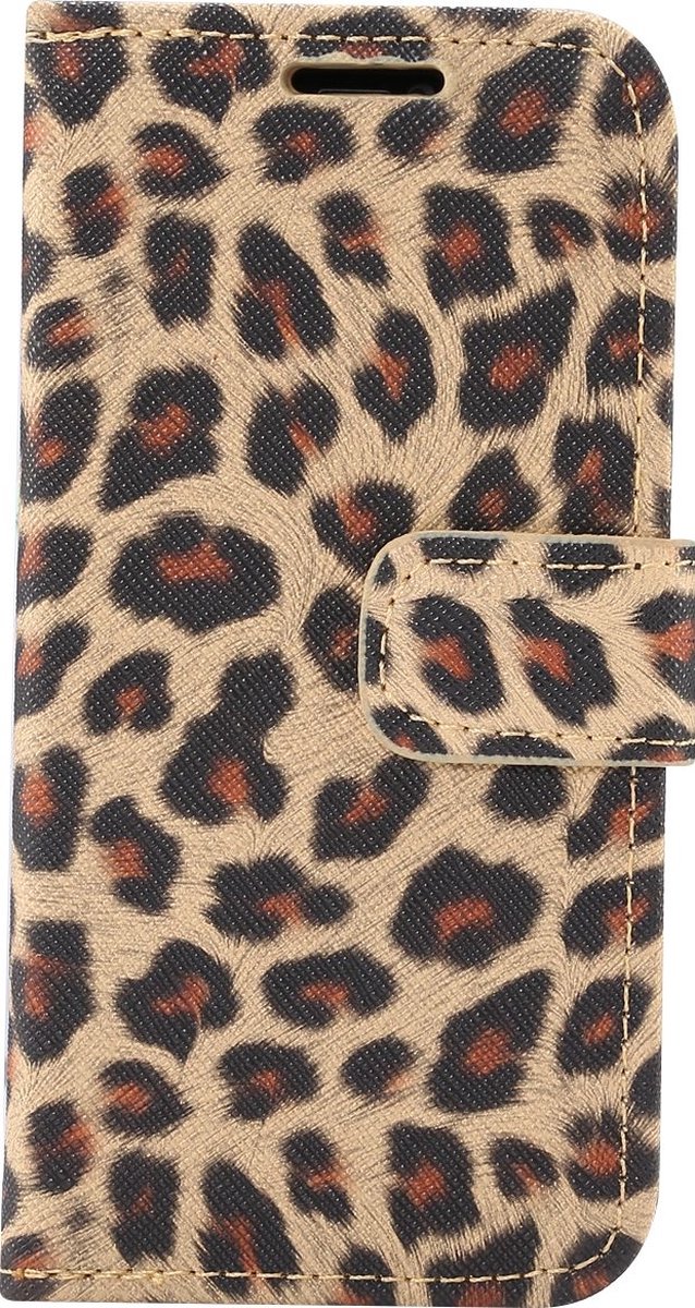 Mobigear Telefoonhoesje geschikt voor Apple iPhone 13 Mini Hoesje | Mobigear Leopard Bookcase Portemonnee | Pasjeshouder voor 2 Pasjes | Telefoonhoesje voor Pinpas / OV Kaart / Rijbewijs - Geel