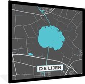 Fotolijst incl. Poster - Stadskaart - Water - Nederland - De Lijen - Kaart - Plattegrond - 40x40 cm - Posterlijst