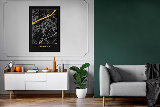 Cadre photo avec affiche - Reuver - Carte - Or - Carte - Plan de la ville - 80x120 cm - Cadre pour affiche