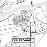 Poster Zaltbommel - Zwart Wit - Stadskaart - Plattegrond - Kaart - Nederland - 50x50 cm