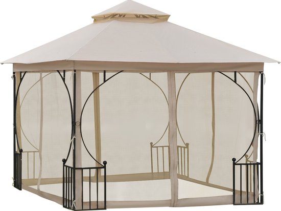 Outsunny Partytent in de tuin partytent paviljoen tuintent feesttent dubbel dak 3 x 3 m 84C-005