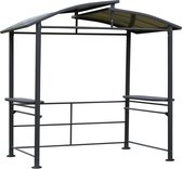 Outsunny Grillpaviljoen met vlamvertragend dak BBQ-paviljoen met 2 planken staal PC donkergrijs 84C-237